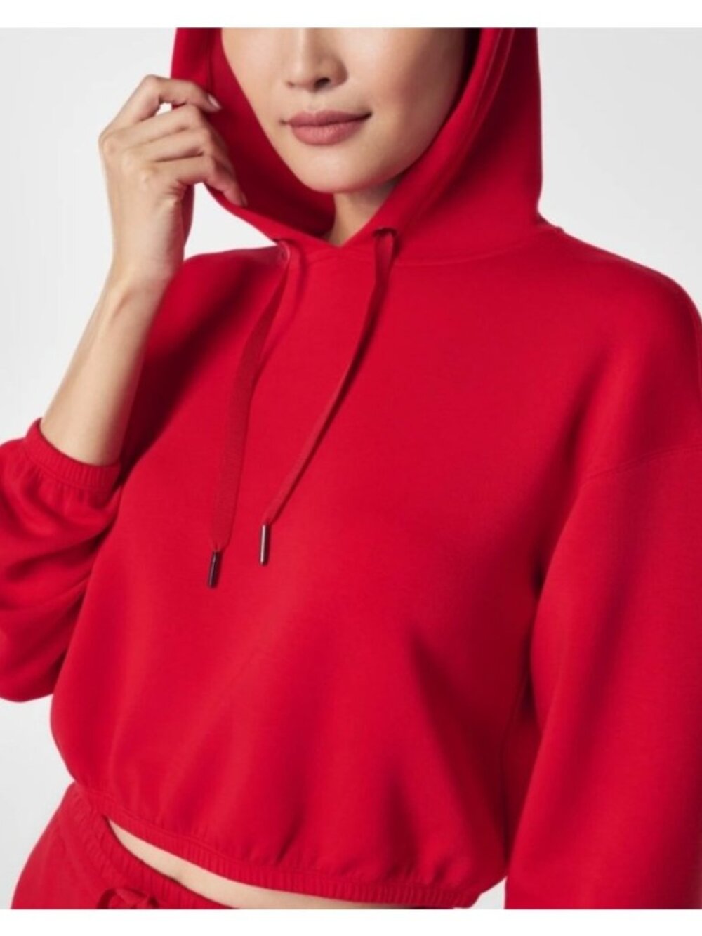 NEW Spanx Air Essentials Cropped Cinched Hoodie Red Large Casual Loungewear